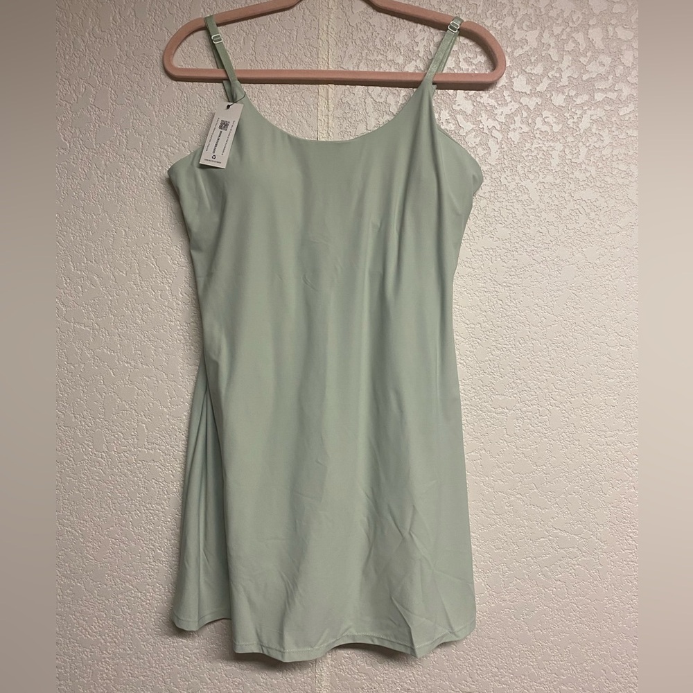 Women's Light Green Tennis Dress with Built-in Bra - Picture 2 of 7